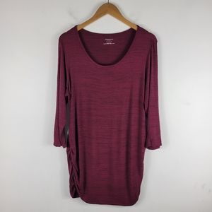 New Motherhood Maternity Space Dye Ruched Side Long Sleeve Casual Basic Knit Top